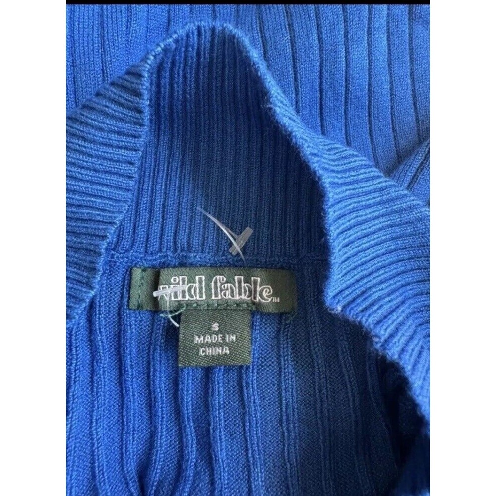 NWOT Women Junior Size S Blue Mock Neck Crop Tank Ribbed Wild Fable Sweater #490 - Picture 2 of 3